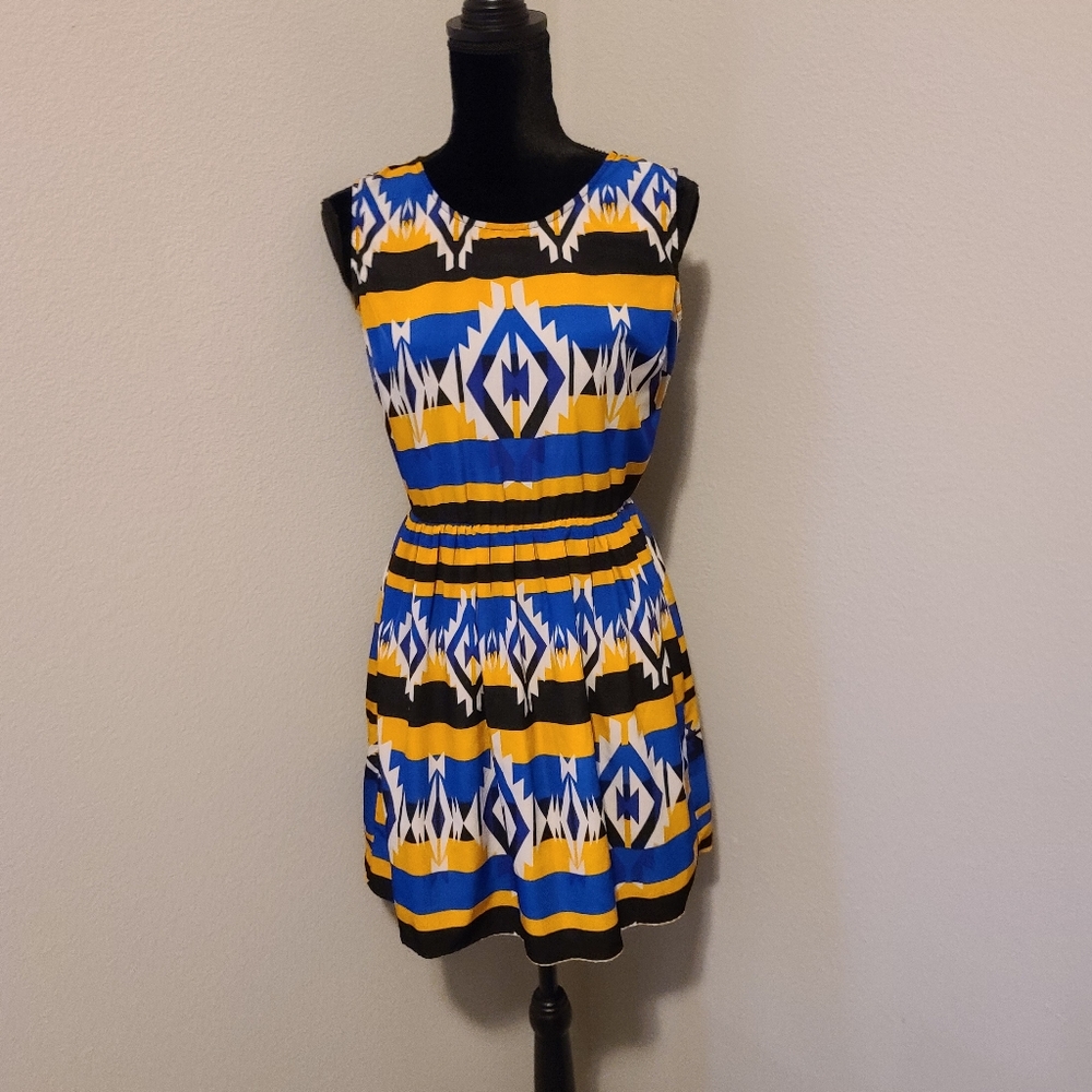 BeBop Blue & Yllw Dress Sz Med Like New!!